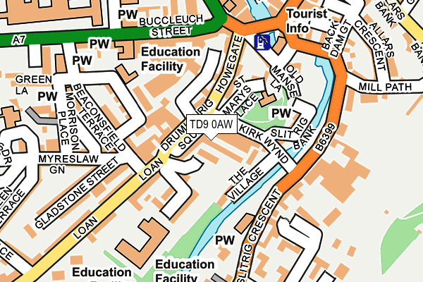 TD9 0AW map - OS OpenMap – Local (Ordnance Survey)