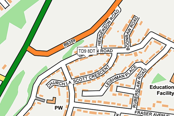 TD9 8DT map - OS OpenMap – Local (Ordnance Survey) TD9 8DT map - OS OpenMap – Local (Ordnance Survey)