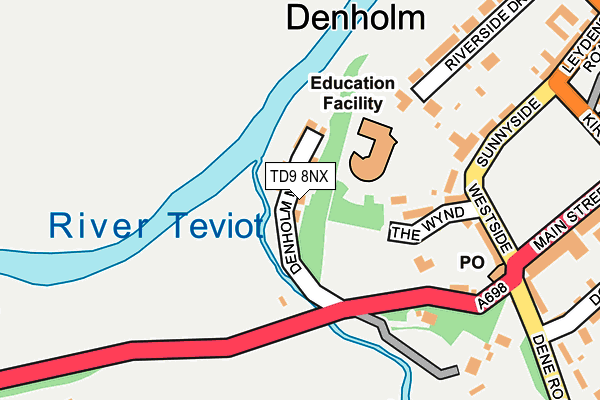 TD9 8NX map - OS OpenMap – Local (Ordnance Survey)