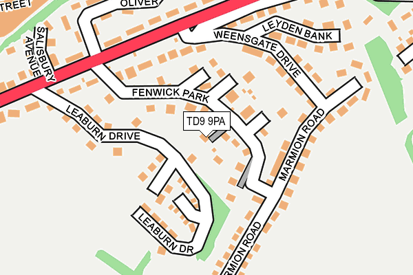 TD9 9PA map - OS OpenMap – Local (Ordnance Survey) TD9 9PA map - OS OpenMap – Local (Ordnance Survey)