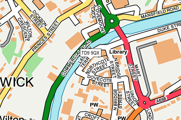TD9 9QX map - OS OpenMap – Local (Ordnance Survey) TD9 9QX map - OS OpenMap – Local (Ordnance Survey)