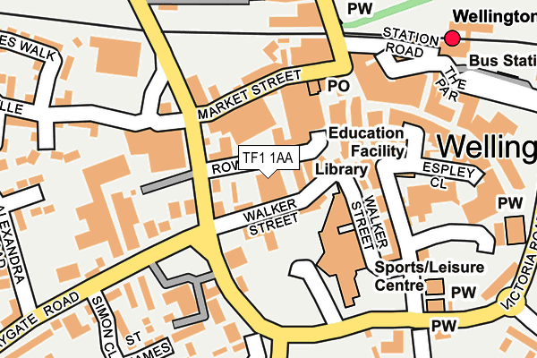 TF1 1AA map - OS OpenMap – Local (Ordnance Survey) TF1 1AA map - OS OpenMap – Local (Ordnance Survey)