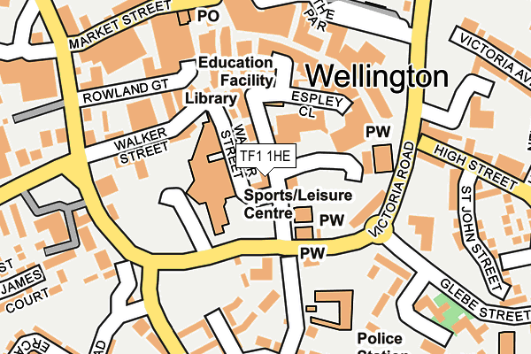 TF1 1HE map - OS OpenMap – Local (Ordnance Survey) TF1 1HE map - OS OpenMap – Local (Ordnance Survey)