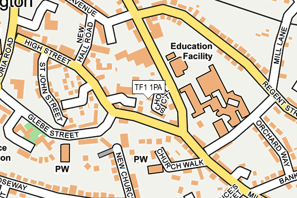 TF1 1PA map - OS OpenMap – Local (Ordnance Survey) TF1 1PA map - OS OpenMap – Local (Ordnance Survey)