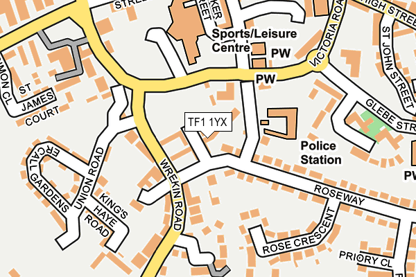 TF1 1YX map - OS OpenMap – Local (Ordnance Survey) TF1 1YX map - OS OpenMap – Local (Ordnance Survey)