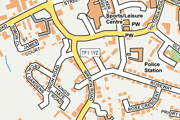 TF1 1YZ map - OS OpenMap – Local (Ordnance Survey) TF1 1YZ map - OS OpenMap – Local (Ordnance Survey)