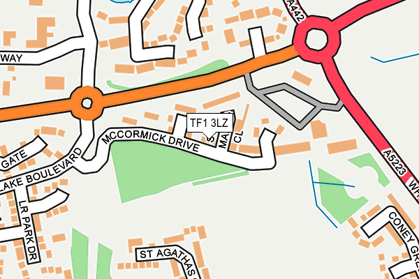 TF1 3LZ map - OS OpenMap – Local (Ordnance Survey) TF1 3LZ map - OS OpenMap – Local (Ordnance Survey)