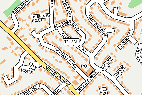 TF1 3PA map - OS OpenMap – Local (Ordnance Survey) TF1 3PA map - OS OpenMap – Local (Ordnance Survey)