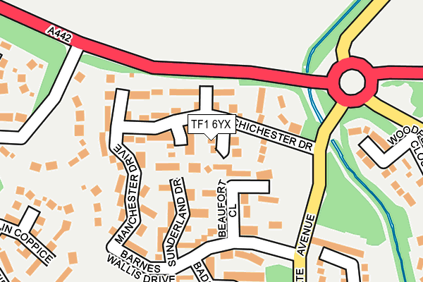 TF1 6YX map - OS OpenMap – Local (Ordnance Survey) TF1 6YX map - OS OpenMap – Local (Ordnance Survey)