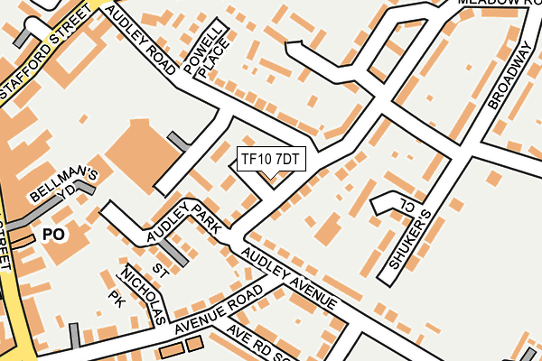TF10 7DT map - OS OpenMap – Local (Ordnance Survey) TF10 7DT map - OS OpenMap – Local (Ordnance Survey)