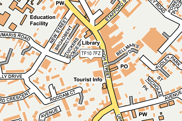 TF10 7FZ map - OS OpenMap – Local (Ordnance Survey) TF10 7FZ map - OS OpenMap – Local (Ordnance Survey)