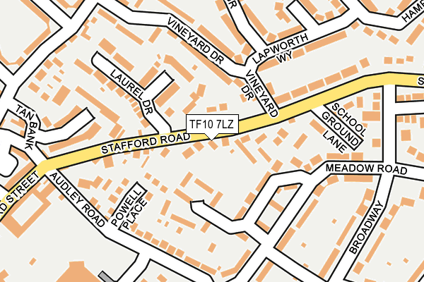 TF10 7LZ map - OS OpenMap – Local (Ordnance Survey) TF10 7LZ map - OS OpenMap – Local (Ordnance Survey)