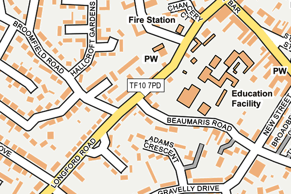 TF10 7PD map - OS OpenMap – Local (Ordnance Survey) TF10 7PD map - OS OpenMap – Local (Ordnance Survey)