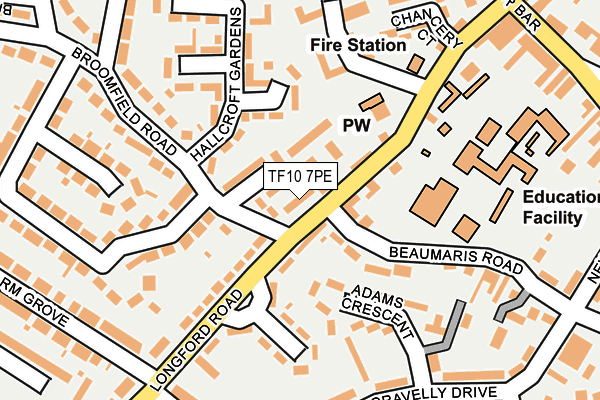 TF10 7PE map - OS OpenMap – Local (Ordnance Survey) TF10 7PE map - OS OpenMap – Local (Ordnance Survey)
