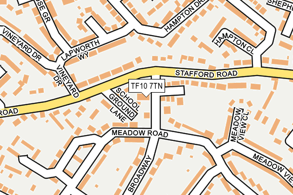 TF10 7TN map - OS OpenMap – Local (Ordnance Survey) TF10 7TN map - OS OpenMap – Local (Ordnance Survey)
