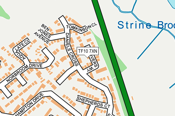 TF10 7XN map - OS OpenMap – Local (Ordnance Survey) TF10 7XN map - OS OpenMap – Local (Ordnance Survey)