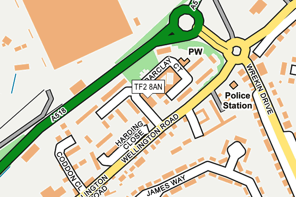 TF2 8AN map - OS OpenMap – Local (Ordnance Survey) TF2 8AN map - OS OpenMap – Local (Ordnance Survey)