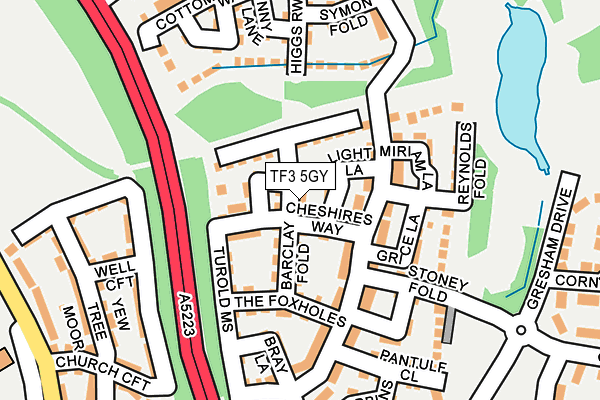 TF3 5GY map - OS OpenMap – Local (Ordnance Survey) TF3 5GY map - OS OpenMap – Local (Ordnance Survey)