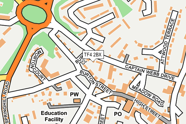 TF4 2BX map - OS OpenMap – Local (Ordnance Survey) TF4 2BX map - OS OpenMap – Local (Ordnance Survey)