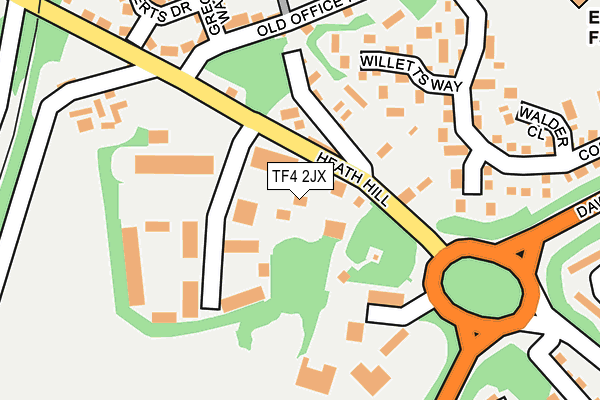 TF4 2JX map - OS OpenMap – Local (Ordnance Survey) TF4 2JX map - OS OpenMap – Local (Ordnance Survey)