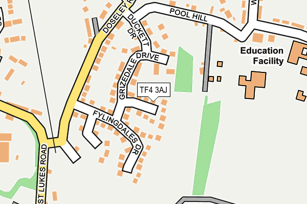 TF4 3AJ map - OS OpenMap – Local (Ordnance Survey) TF4 3AJ map - OS OpenMap – Local (Ordnance Survey)