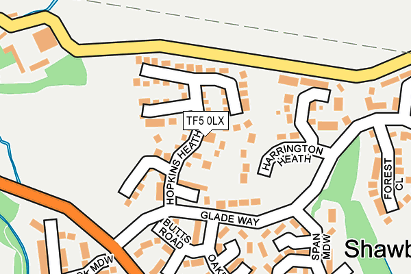 TF5 0LX map - OS OpenMap – Local (Ordnance Survey) TF5 0LX map - OS OpenMap – Local (Ordnance Survey)