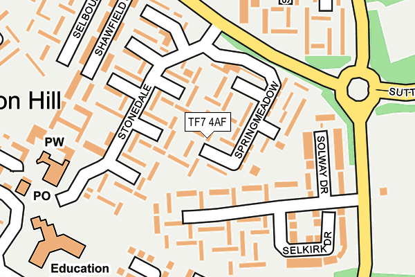 TF7 4AF map - OS OpenMap – Local (Ordnance Survey) TF7 4AF map - OS OpenMap – Local (Ordnance Survey)