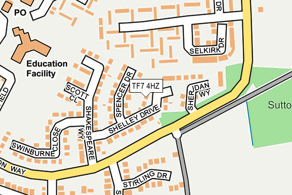 TF7 4HZ map - OS OpenMap – Local (Ordnance Survey) TF7 4HZ map - OS OpenMap – Local (Ordnance Survey)