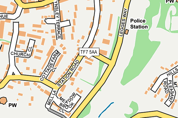TF7 5AA map - OS OpenMap – Local (Ordnance Survey) TF7 5AA map - OS OpenMap – Local (Ordnance Survey)