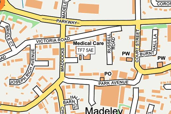 TF7 5AE map - OS OpenMap – Local (Ordnance Survey) TF7 5AE map - OS OpenMap – Local (Ordnance Survey)
