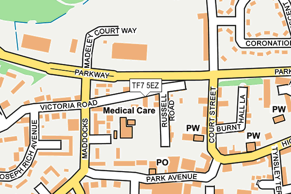 TF7 5EZ map - OS OpenMap – Local (Ordnance Survey) TF7 5EZ map - OS OpenMap – Local (Ordnance Survey)