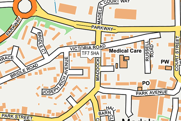 TF7 5HA map - OS OpenMap – Local (Ordnance Survey) TF7 5HA map - OS OpenMap – Local (Ordnance Survey)