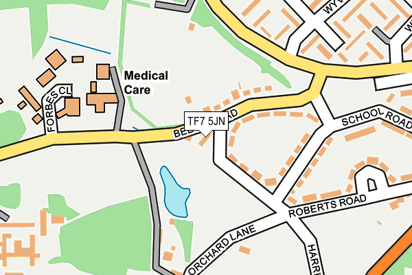 TF7 5JN map - OS OpenMap – Local (Ordnance Survey) TF7 5JN map - OS OpenMap – Local (Ordnance Survey)