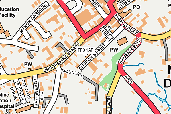 TF9 1AF map - OS OpenMap – Local (Ordnance Survey) TF9 1AF map - OS OpenMap – Local (Ordnance Survey)
