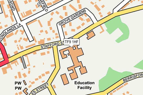 TF9 1HF map - OS OpenMap – Local (Ordnance Survey) TF9 1HF map - OS OpenMap – Local (Ordnance Survey)