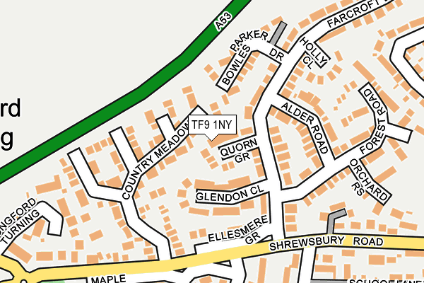 TF9 1NY map - OS OpenMap – Local (Ordnance Survey) TF9 1NY map - OS OpenMap – Local (Ordnance Survey)