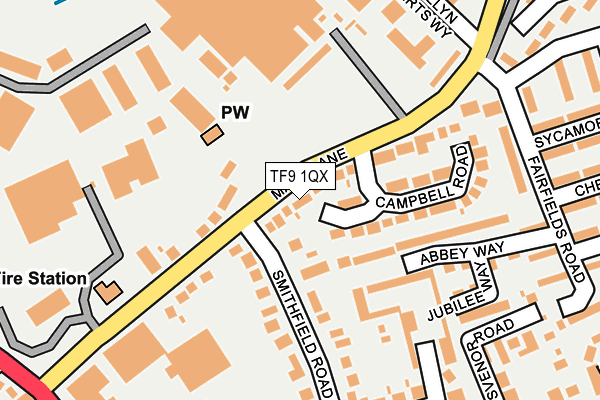 TF9 1QX map - OS OpenMap – Local (Ordnance Survey) TF9 1QX map - OS OpenMap – Local (Ordnance Survey)