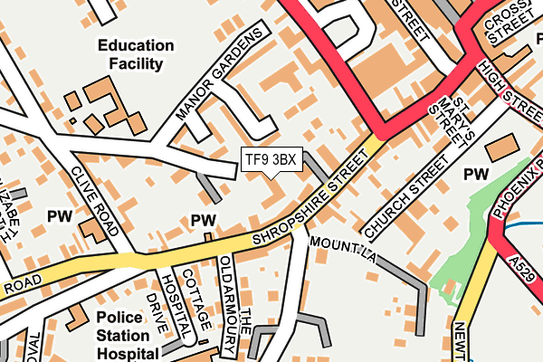 TF9 3BX map - OS OpenMap – Local (Ordnance Survey) TF9 3BX map - OS OpenMap – Local (Ordnance Survey)