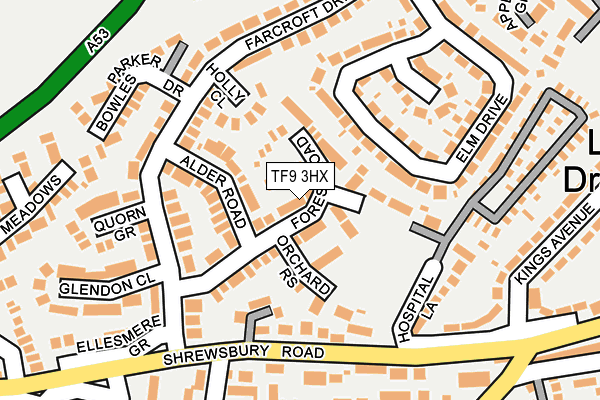 TF9 3HX map - OS OpenMap – Local (Ordnance Survey) TF9 3HX map - OS OpenMap – Local (Ordnance Survey)