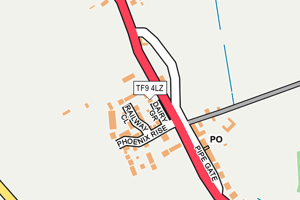 TF9 4LZ map - OS OpenMap – Local (Ordnance Survey) TF9 4LZ map - OS OpenMap – Local (Ordnance Survey)