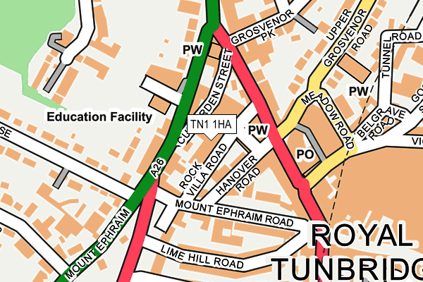 TN1 1HA map - OS OpenMap – Local (Ordnance Survey) TN1 1HA map - OS OpenMap – Local (Ordnance Survey)