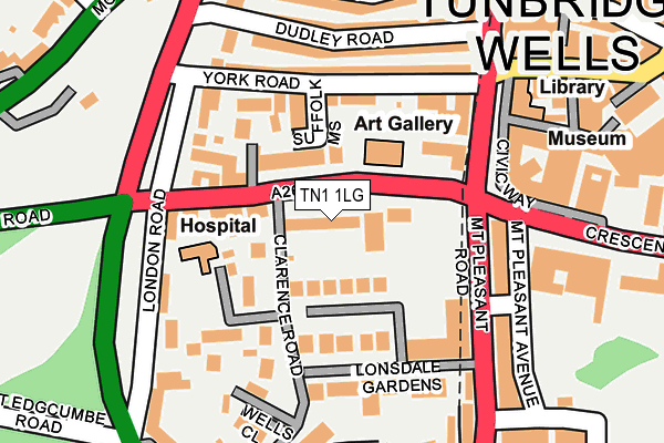 TN1 1LG map - OS OpenMap – Local (Ordnance Survey) TN1 1LG map - OS OpenMap – Local (Ordnance Survey)