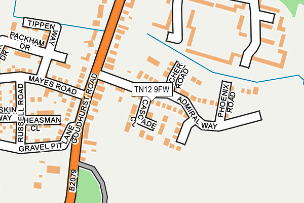 TN12 9FW map - OS OpenMap – Local (Ordnance Survey) TN12 9FW map - OS OpenMap – Local (Ordnance Survey)