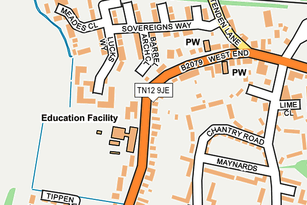 TN12 9JE map - OS OpenMap – Local (Ordnance Survey) TN12 9JE map - OS OpenMap – Local (Ordnance Survey)