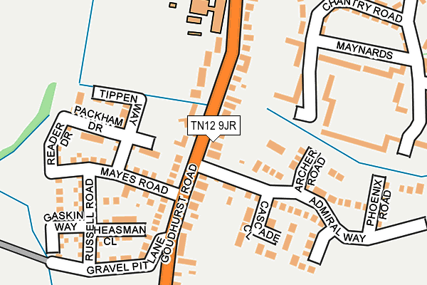 TN12 9JR map - OS OpenMap – Local (Ordnance Survey) TN12 9JR map - OS OpenMap – Local (Ordnance Survey)