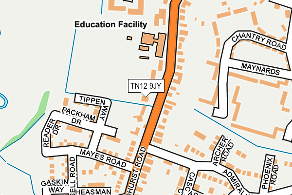 TN12 9JY map - OS OpenMap – Local (Ordnance Survey) TN12 9JY map - OS OpenMap – Local (Ordnance Survey)
