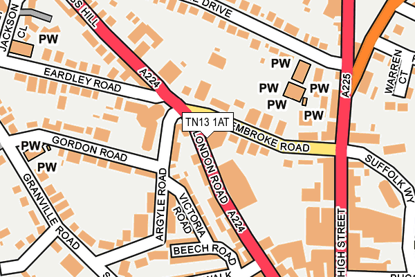 TN13 1AT map - OS OpenMap – Local (Ordnance Survey) TN13 1AT map - OS OpenMap – Local (Ordnance Survey)
