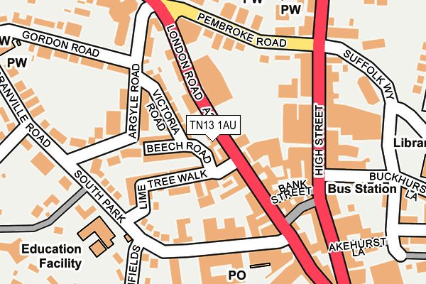 TN13 1AU map - OS OpenMap – Local (Ordnance Survey) TN13 1AU map - OS OpenMap – Local (Ordnance Survey)