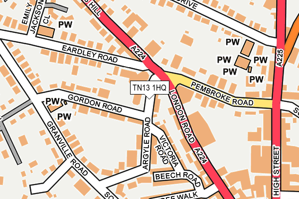 TN13 1HQ map - OS OpenMap – Local (Ordnance Survey) TN13 1HQ map - OS OpenMap – Local (Ordnance Survey)