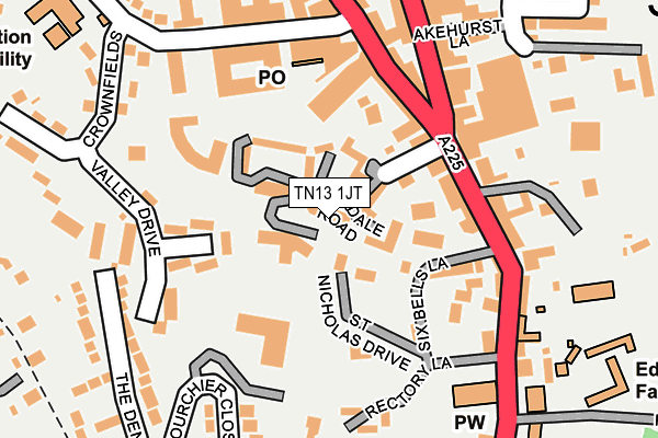 TN13 1JT map - OS OpenMap – Local (Ordnance Survey) TN13 1JT map - OS OpenMap – Local (Ordnance Survey)